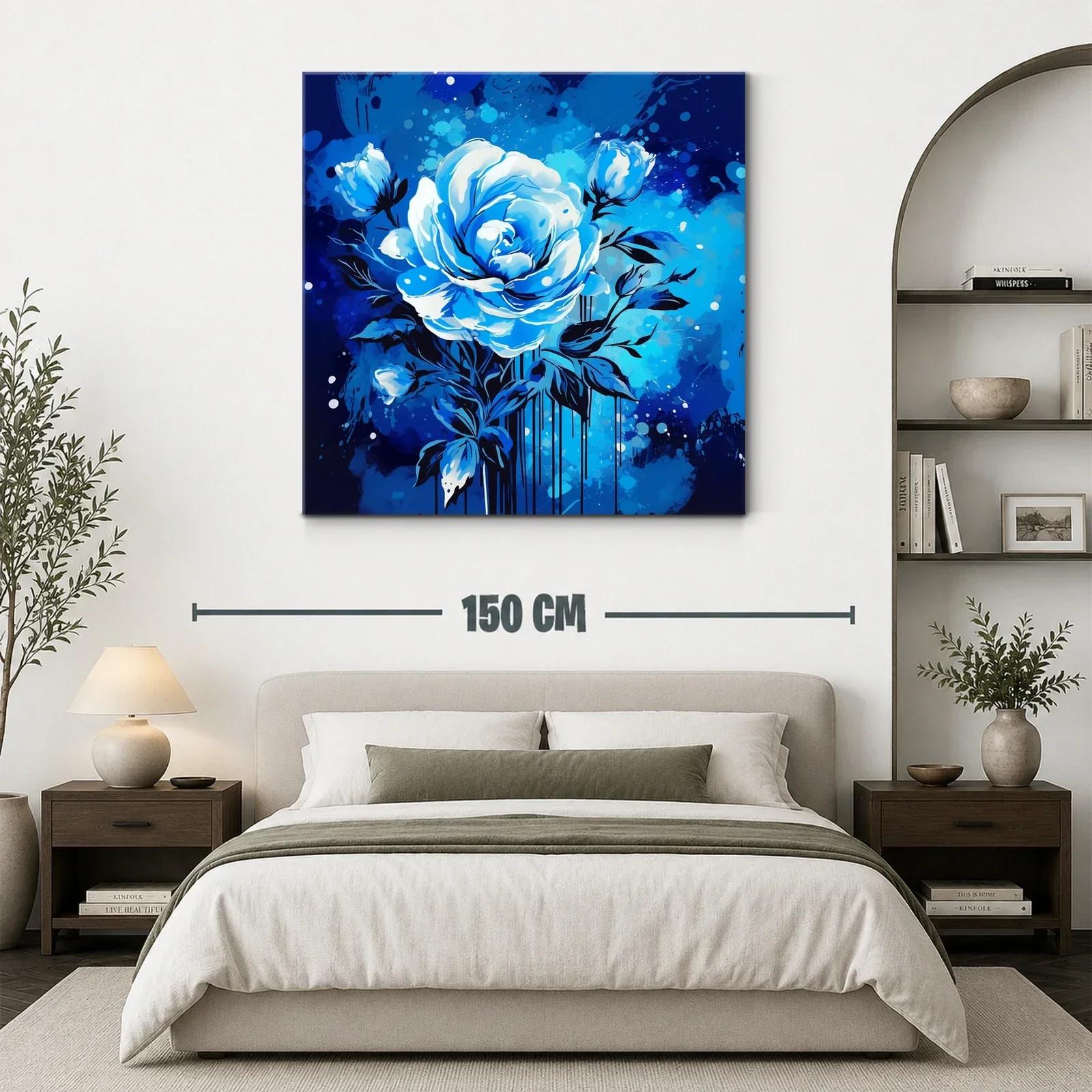 Rosa azul en composición vibrante con fondo dinámico — miniatura 3