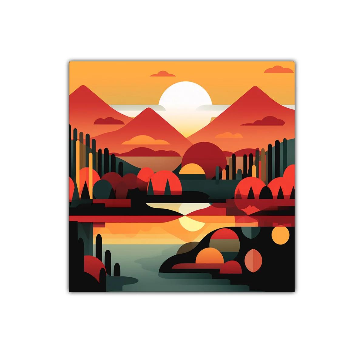 Paisaje geométrico en tonos cálidos al atardecer — imagen principal