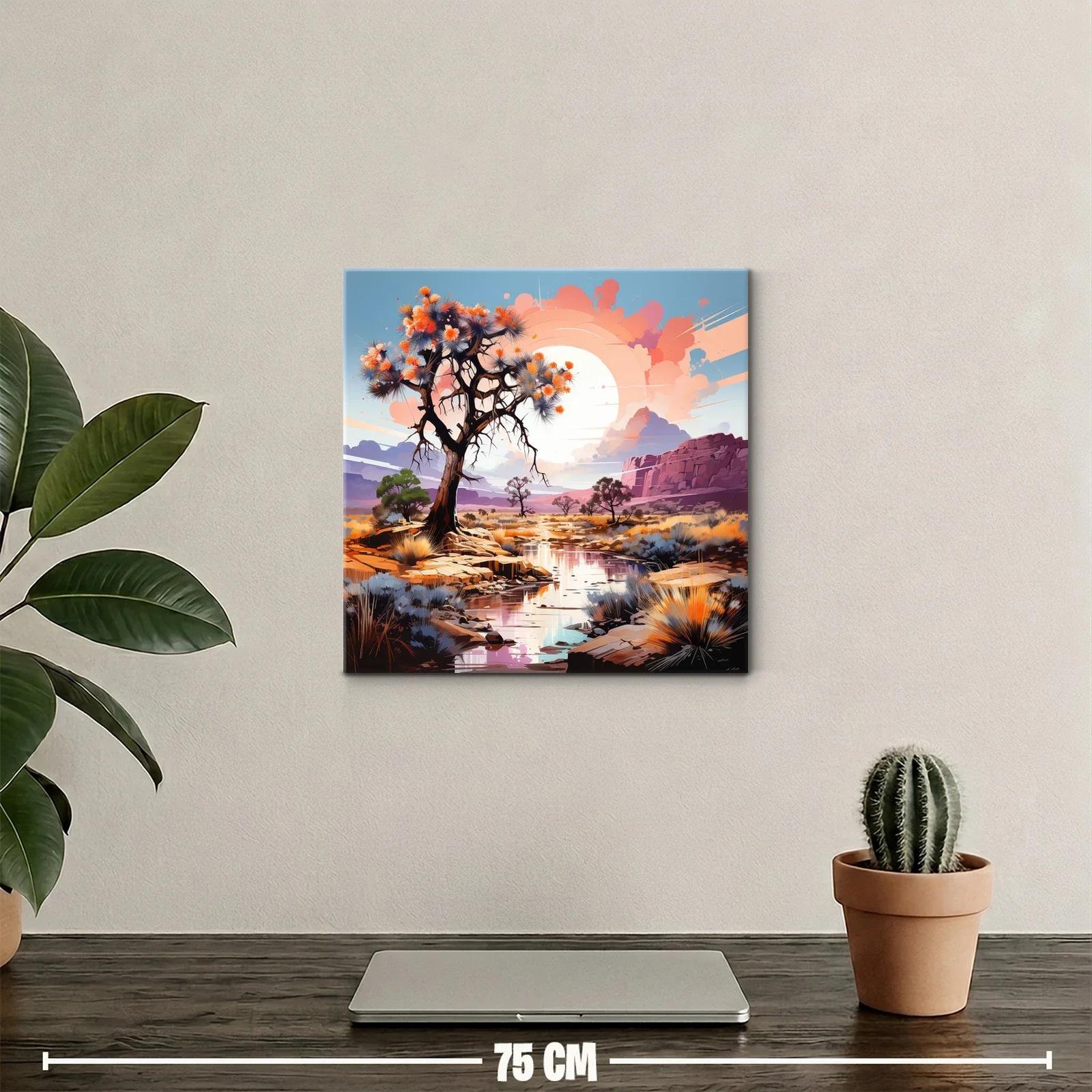 Paisaje desértico con árbol y reflejos al atardecer — miniatura 2