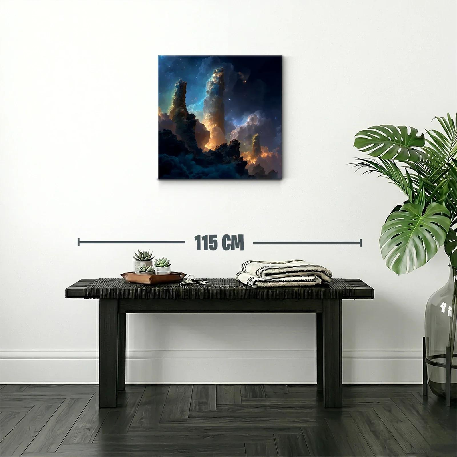 Paisaje cósmico con pilares de luz y nebulosas — miniatura 2