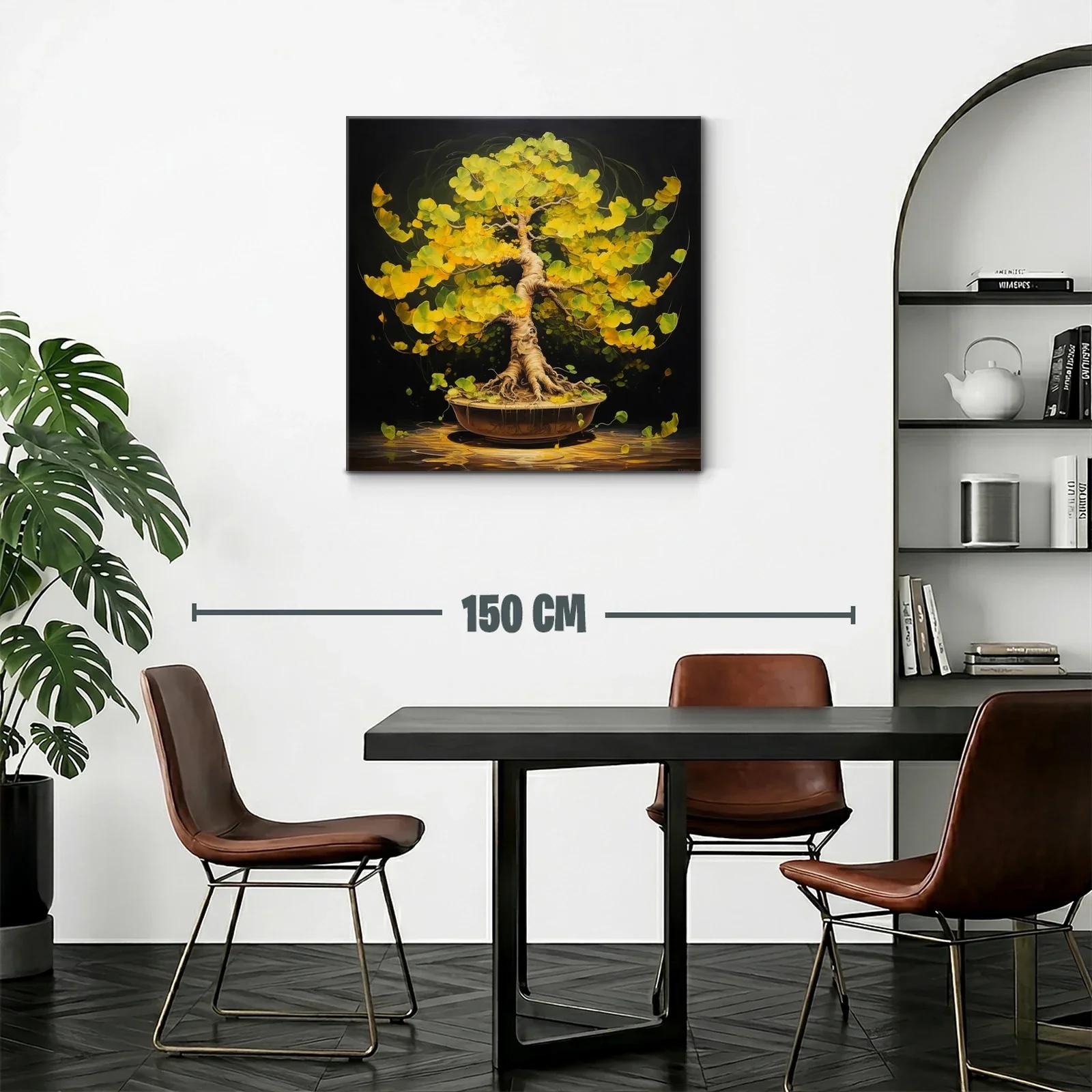 Armonía natural en árbol bonsái de hojas amarillas vibrantes — miniatura 2