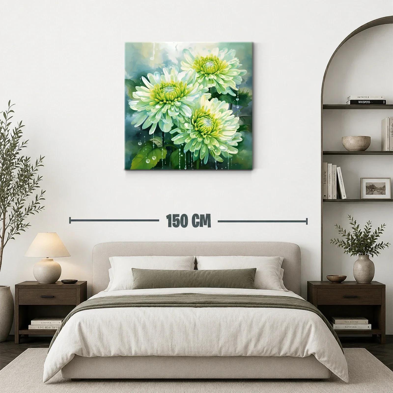 Cuadro con flores verdes y gotas de agua delicadas — miniatura 3