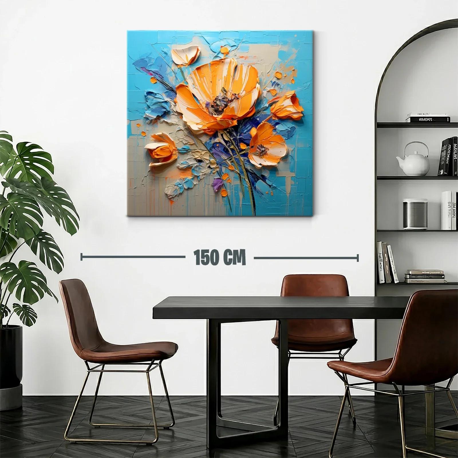 Composición floral vibrante con tonos naranjas y azules — miniatura 2