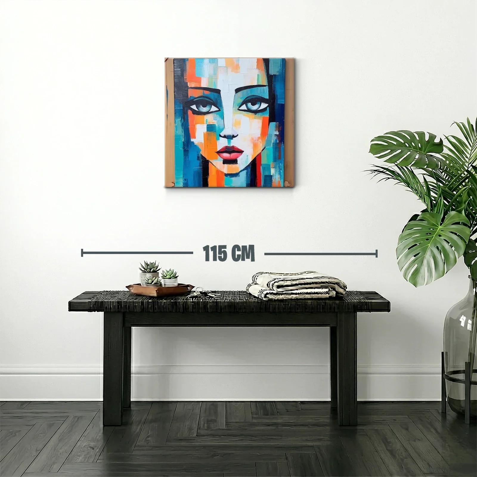 Rostro femenino vibrante con tonos azul y naranja — miniatura 2