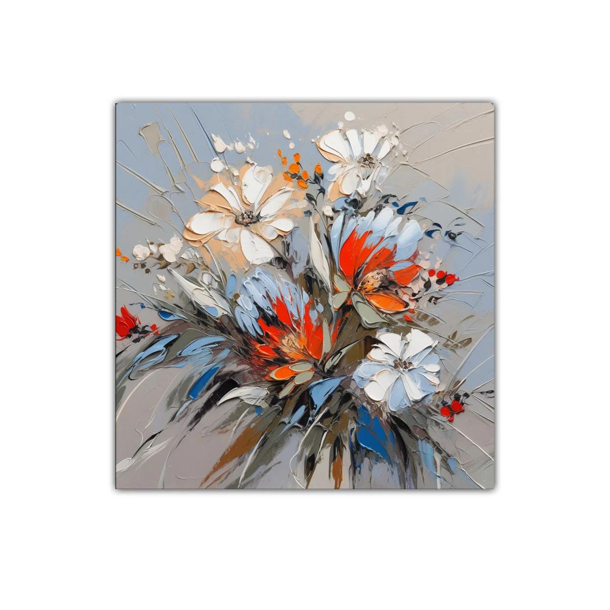 Composición floral vibrante con tonos cálidos y fríos — imagen principal