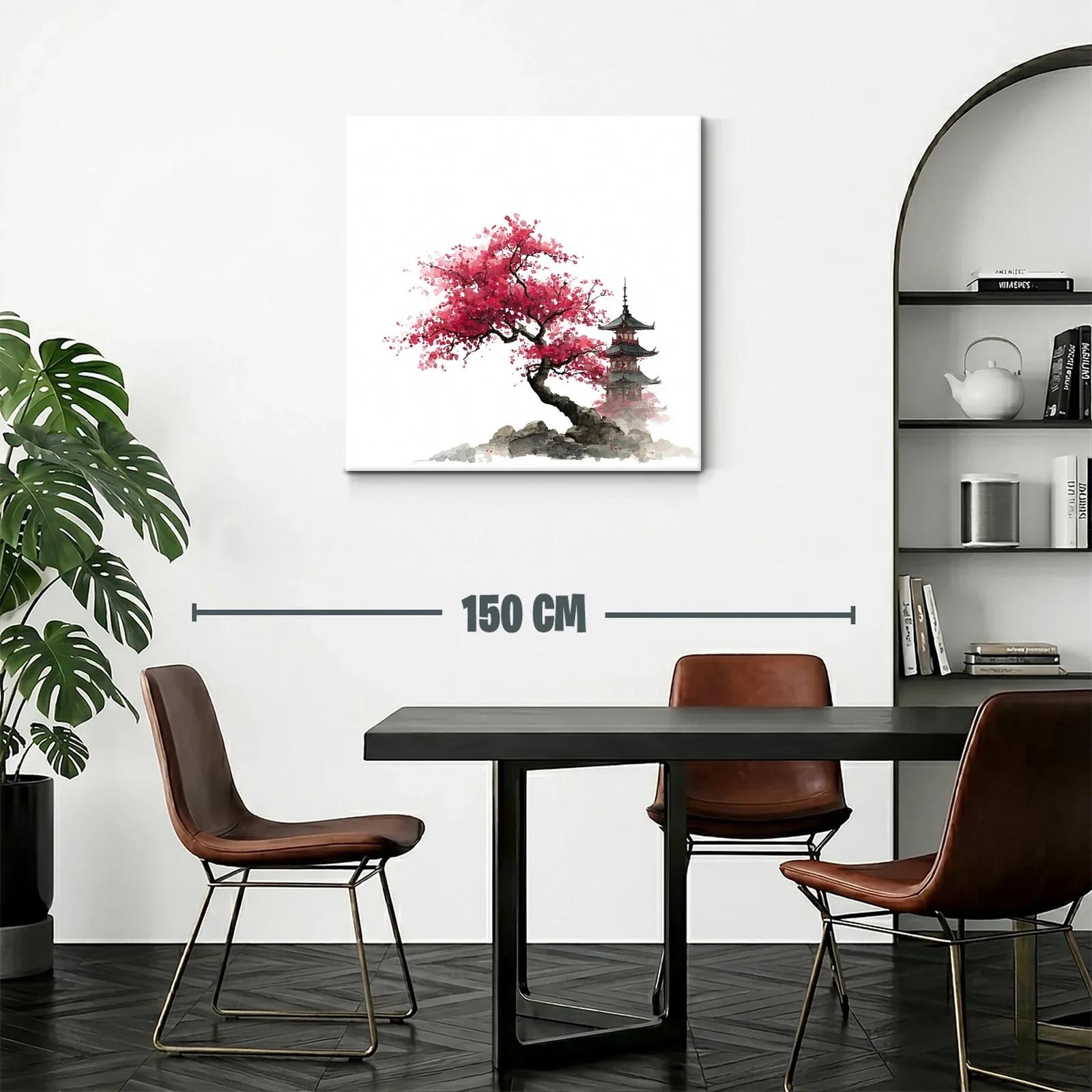 Árbol de Cerezo en Flor con Pagoda Japonesa — miniatura 2