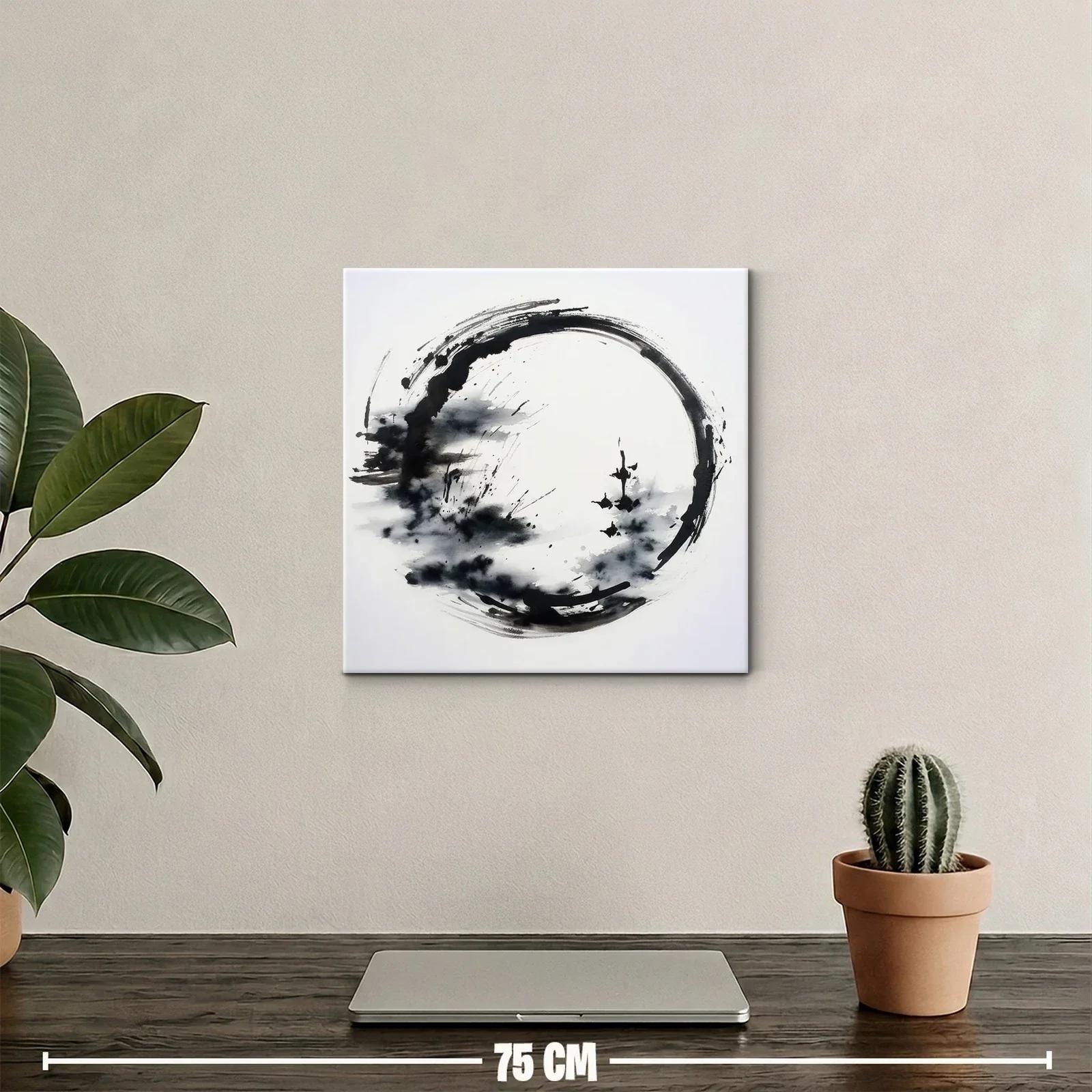 Cuadro círculo zen en blanco y negro para espacios modernos — miniatura 2