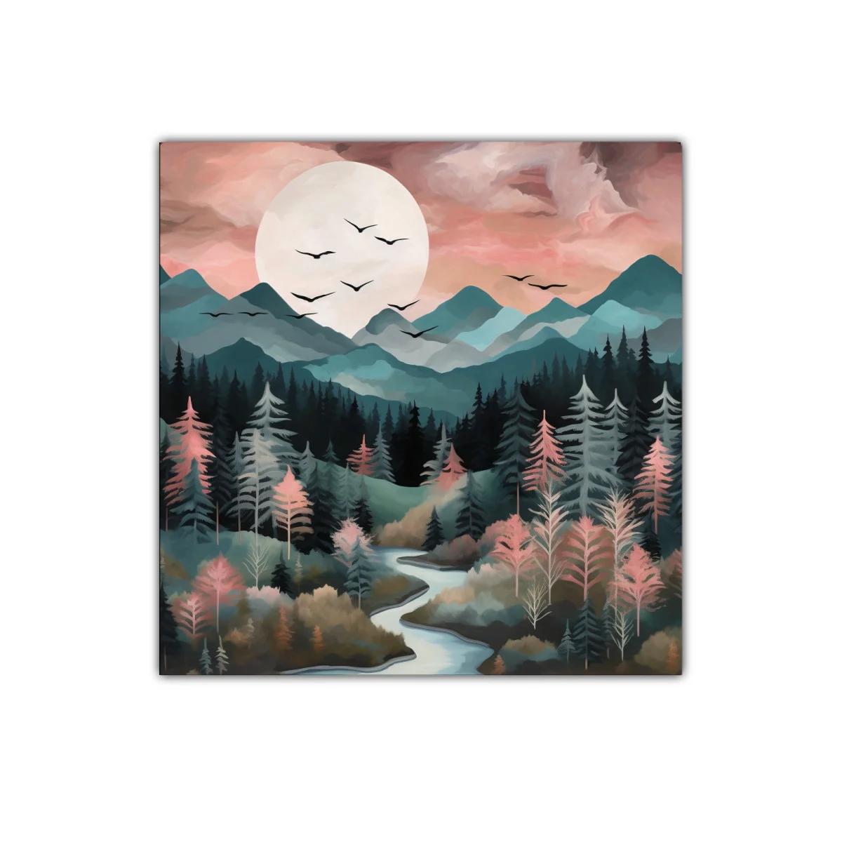 Paisaje sereno de montañas y bosque al amanecer — imagen principal