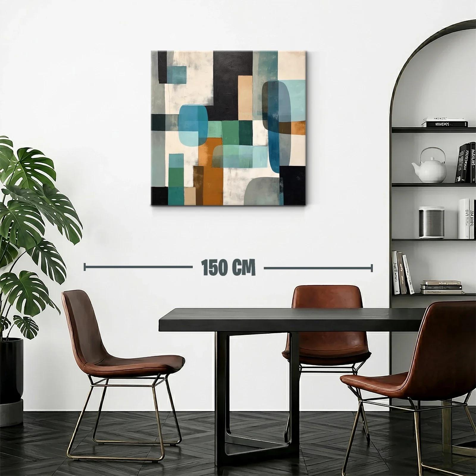 Composición abstracta con formas geométricas y tonos tierra y azules — miniatura 2