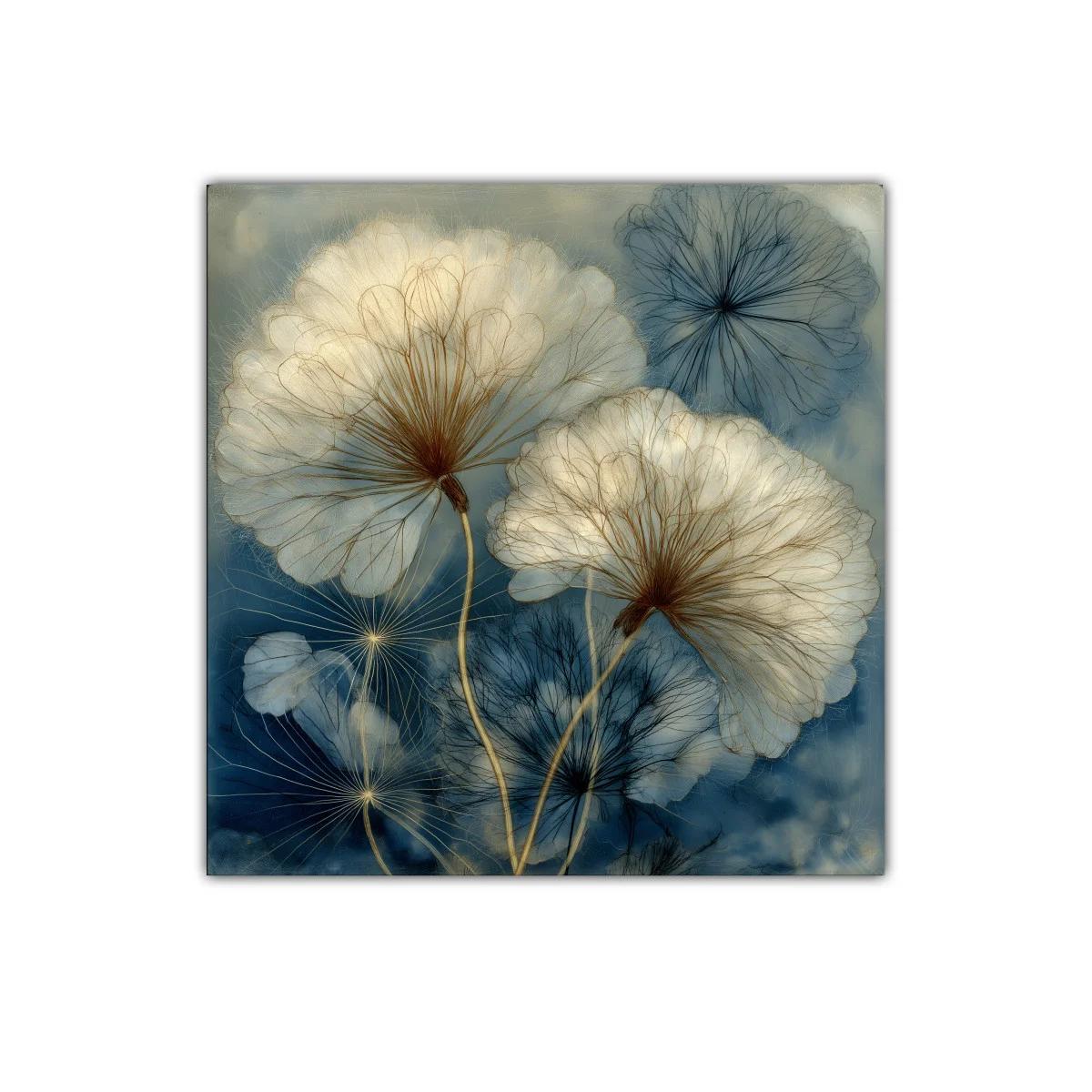 Delicadas flores en tonos beige y azul para un ambiente sereno — imagen principal