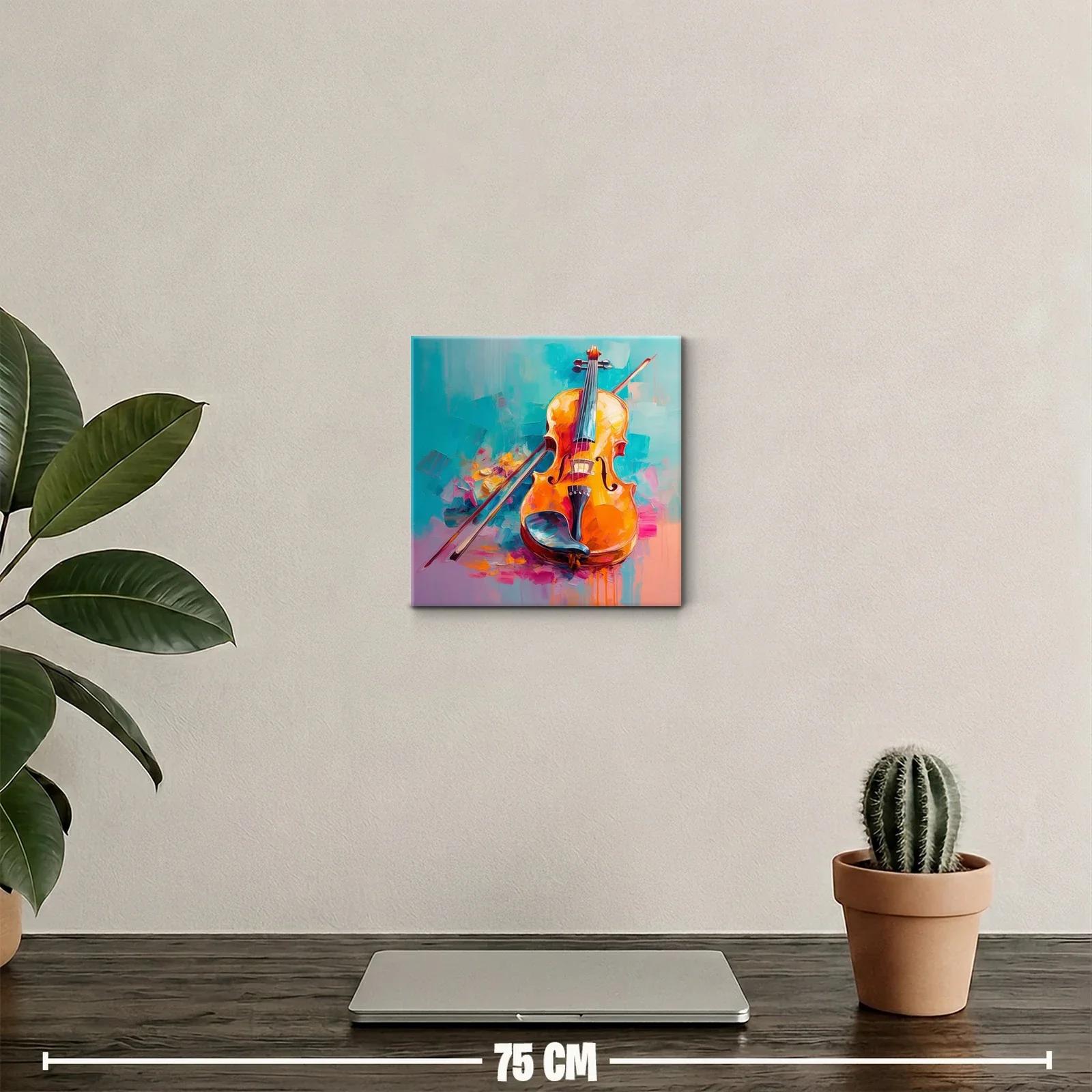 Cuadro decorativo con violín vibrante y fondo colorido — miniatura 2