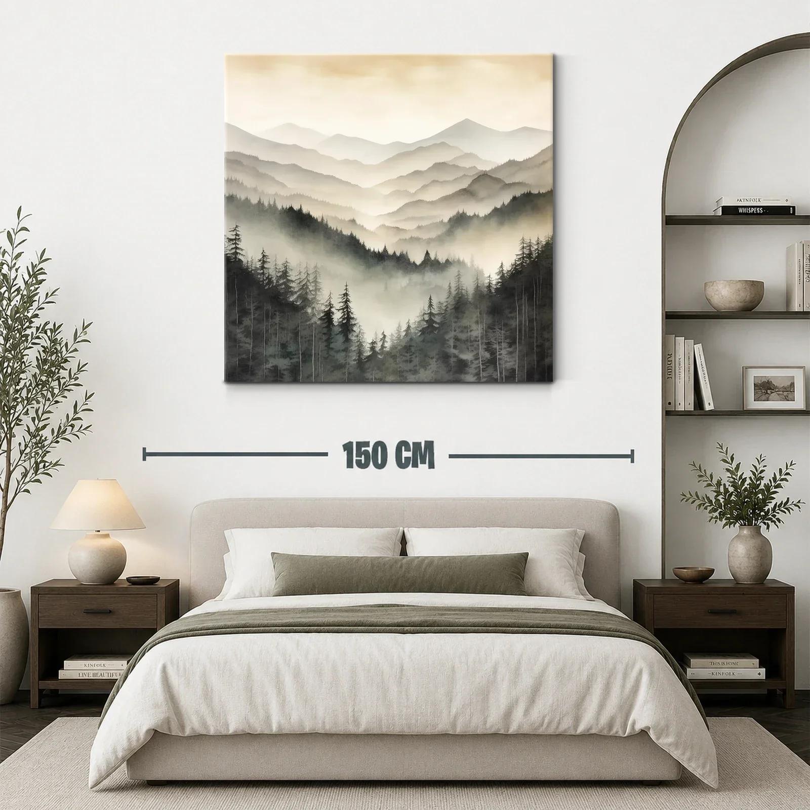 Paisaje de Montañas y Bosques con Niebla Suave y Tranquila — miniatura 3