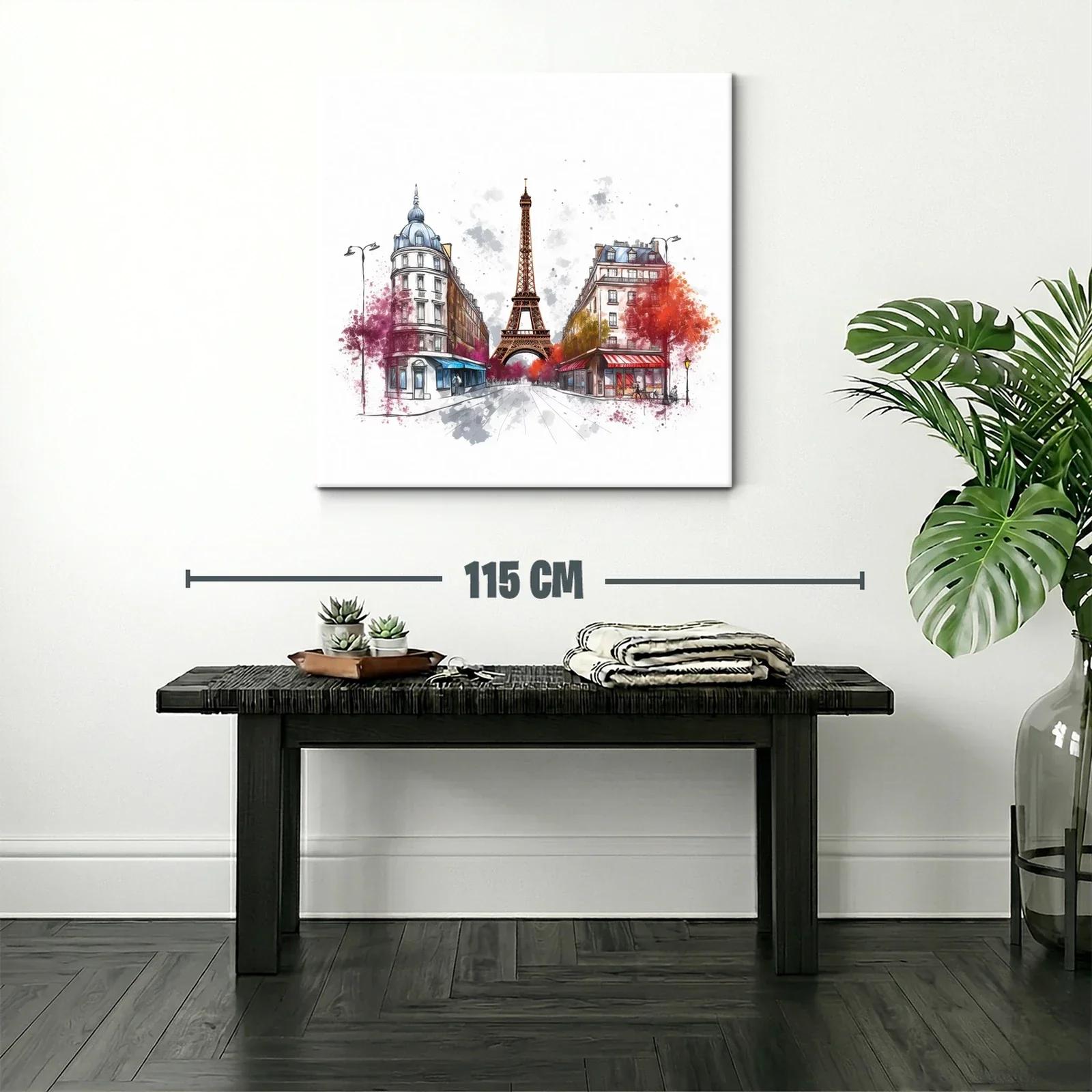 Ilustración urbana con la Torre Eiffel y fachadas parisinas — miniatura 2
