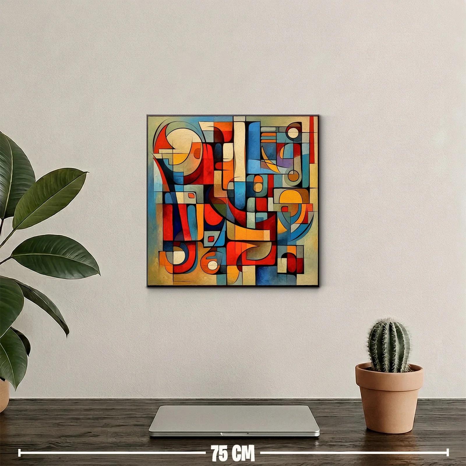 Composición abstracta en tonos cálidos y fríos vibrantes — miniatura 2