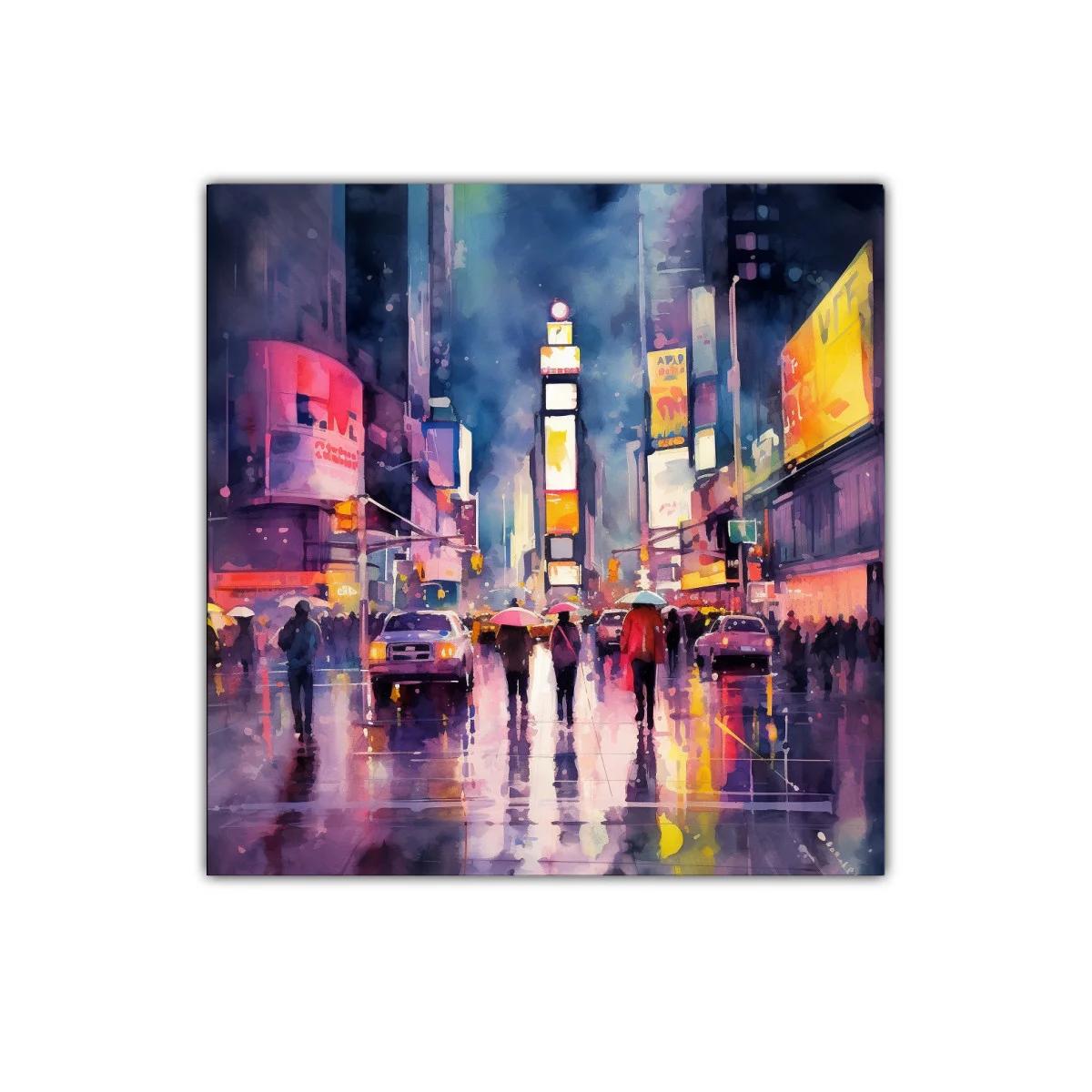 Atardecer lluvioso en ciudad moderna con luces vibrantes — miniatura 1