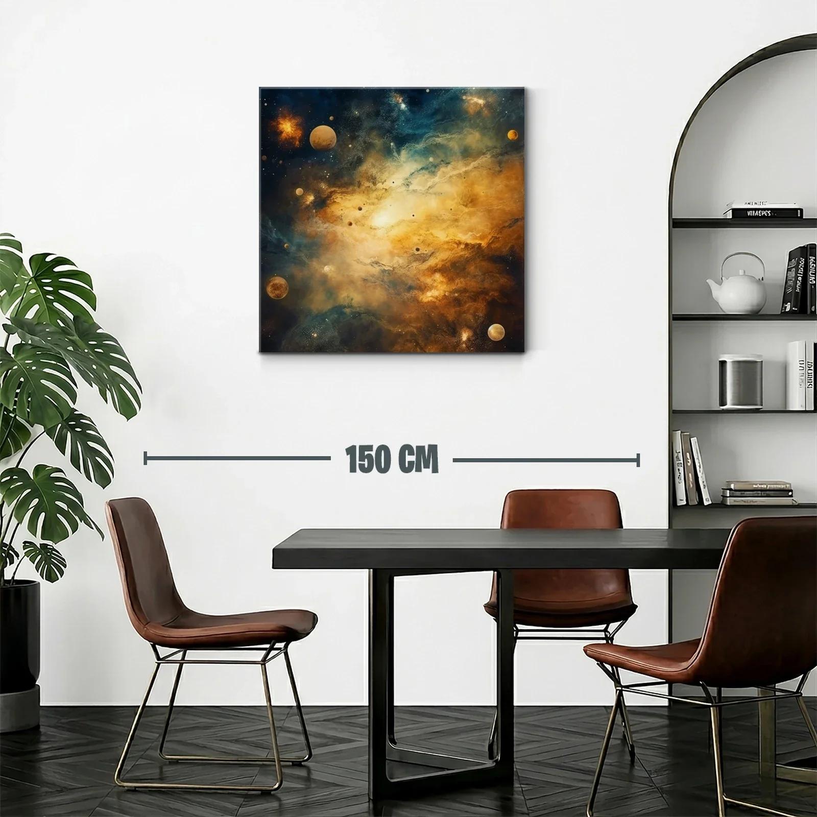 Galaxia brillante entre mundos y estrellas doradas — miniatura 2