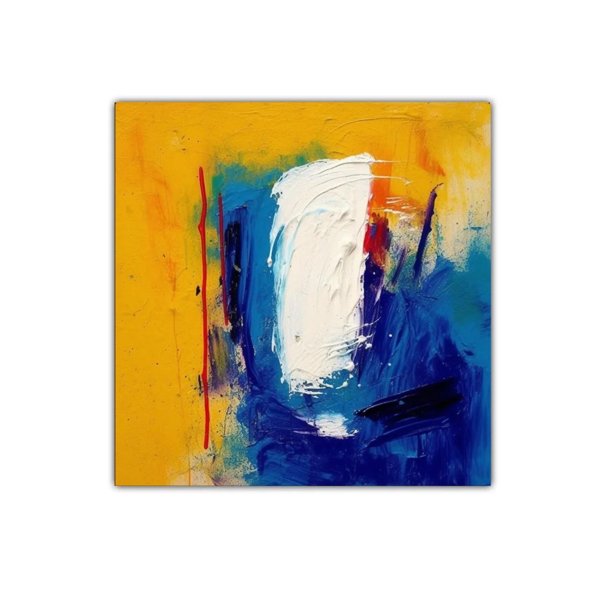 Cuadro abstracto con vibrantes tonos azules y amarillos