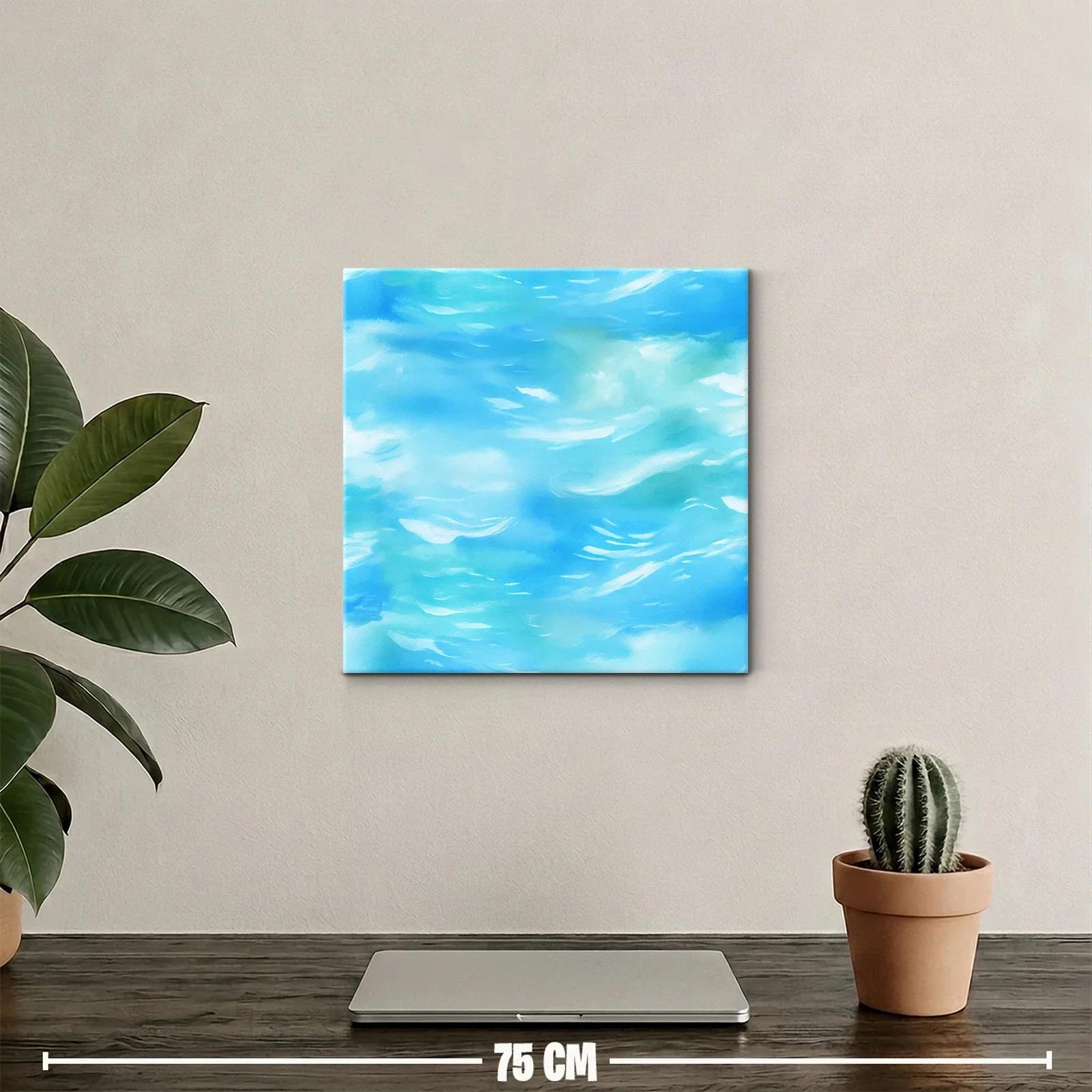 Cuadro Abstracto con Tonos Turquesa y Azules Suaves — miniatura 2
