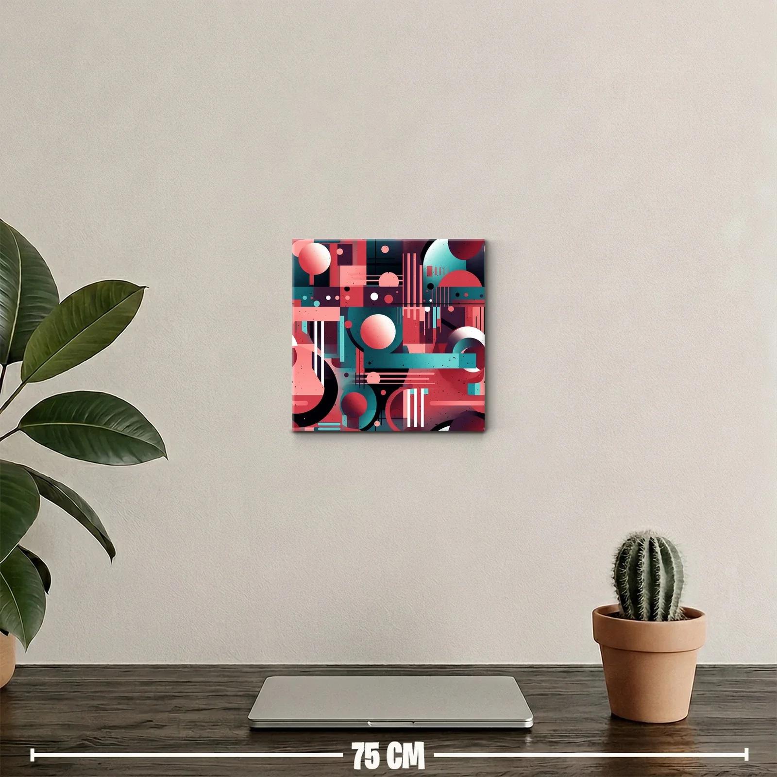 Composición geométrica vibrante con tonos coral y azul turquesa — miniatura 2