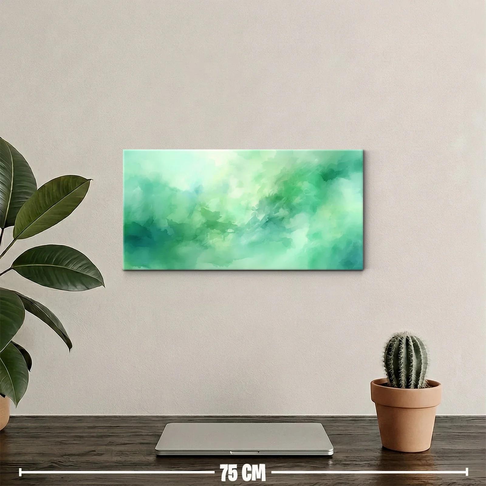 Cuadro nubes verdes abstractas con efecto brumoso — miniatura 2