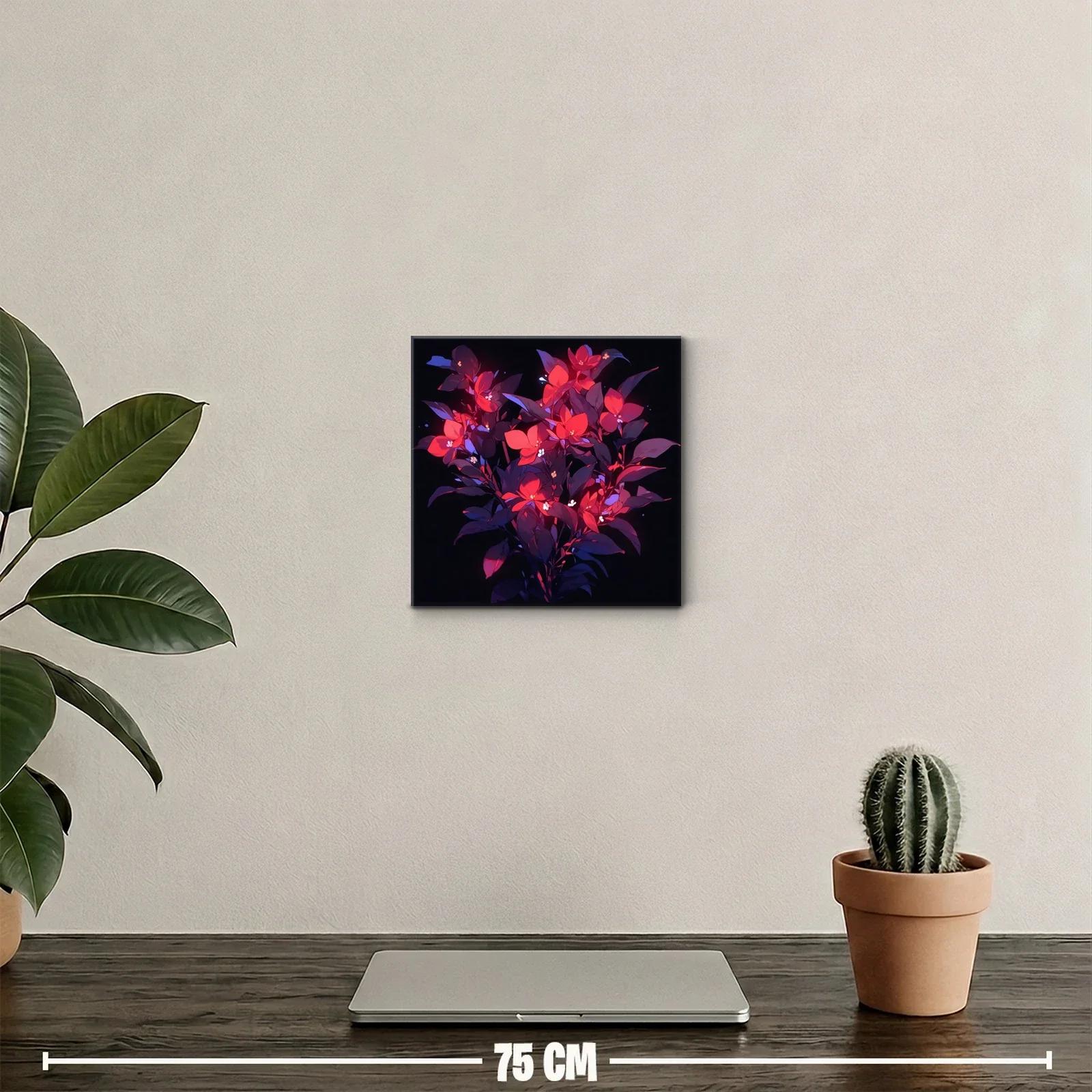 Ramo vibrante con flores rojas y hojas violetas intensas — miniatura 2