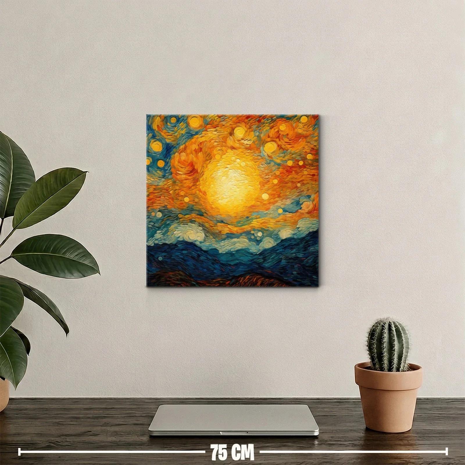 Cuadro vibrante con cielo estrellado y paisaje montañoso — miniatura 2