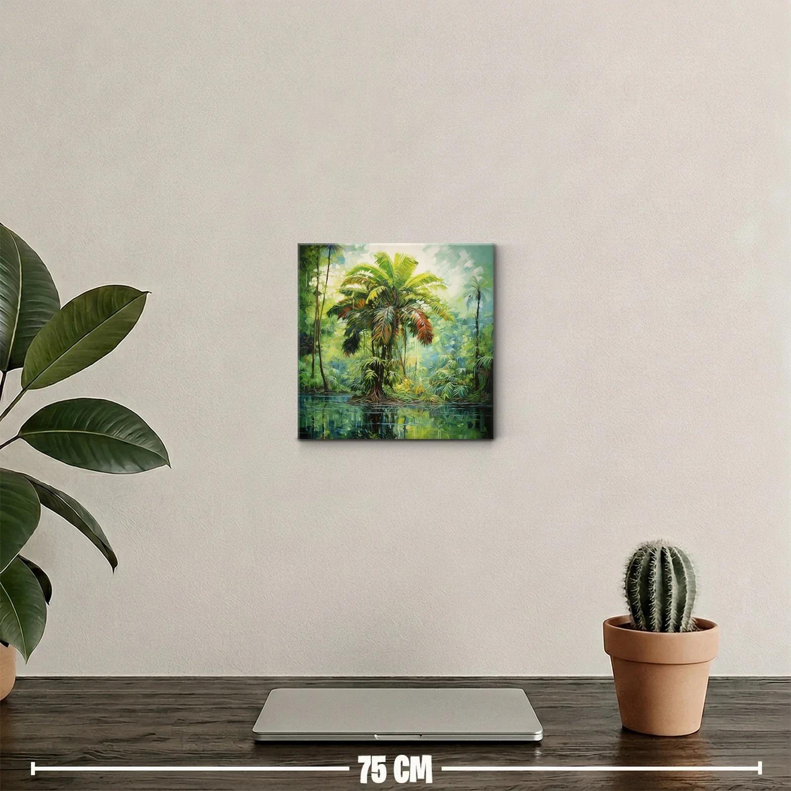 Exuberante paisaje tropical con palmera vibrante y reflejos — miniatura 2