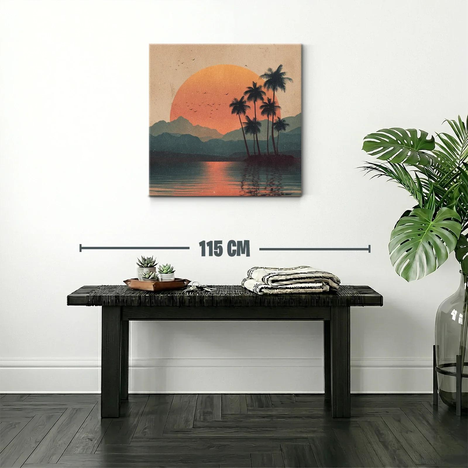 Atardecer tropical con palmeras y reflejo en el agua — miniatura 2