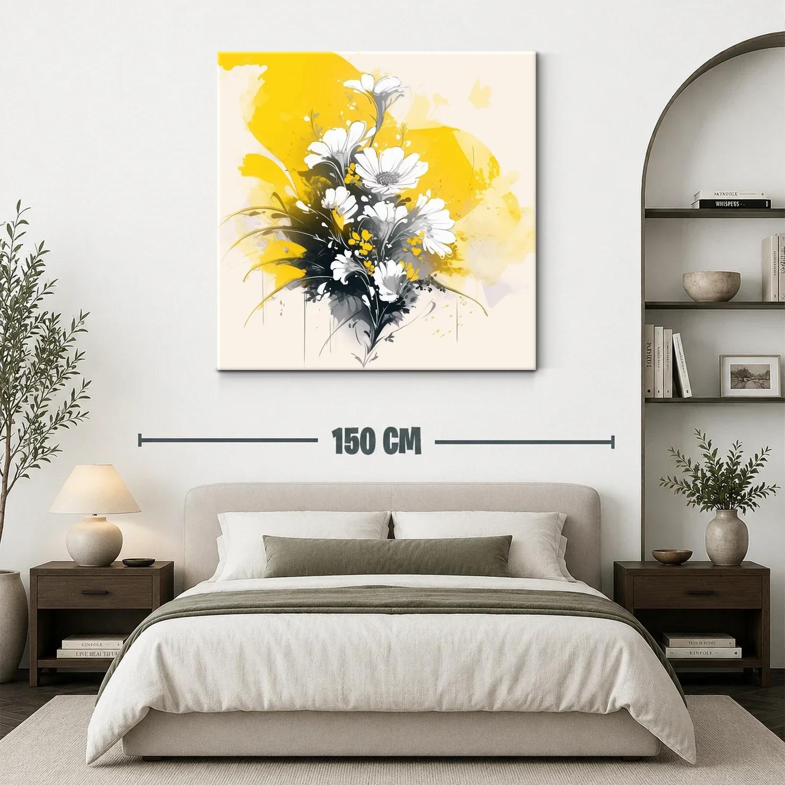 Ramo de flores blancas con fondo vibrante en amarillo — miniatura 3