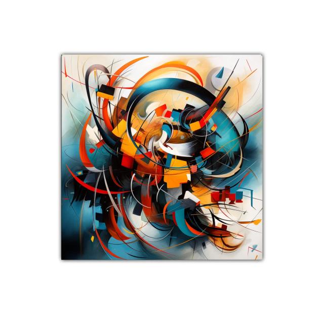 Composición dinámica en tonos cálidos y fríos vibrantes