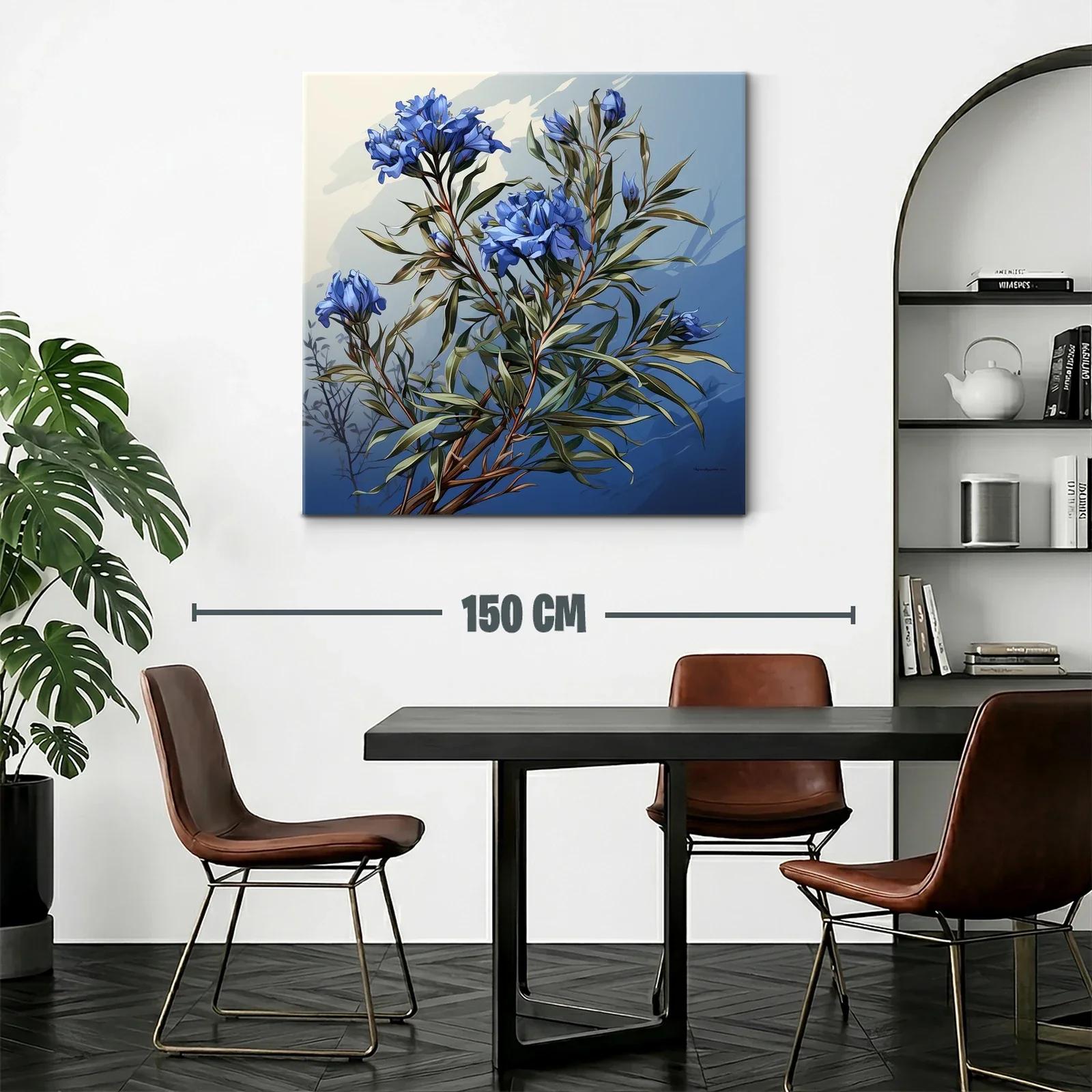 Ramas con flores azules sobre fondo degradado — miniatura 2