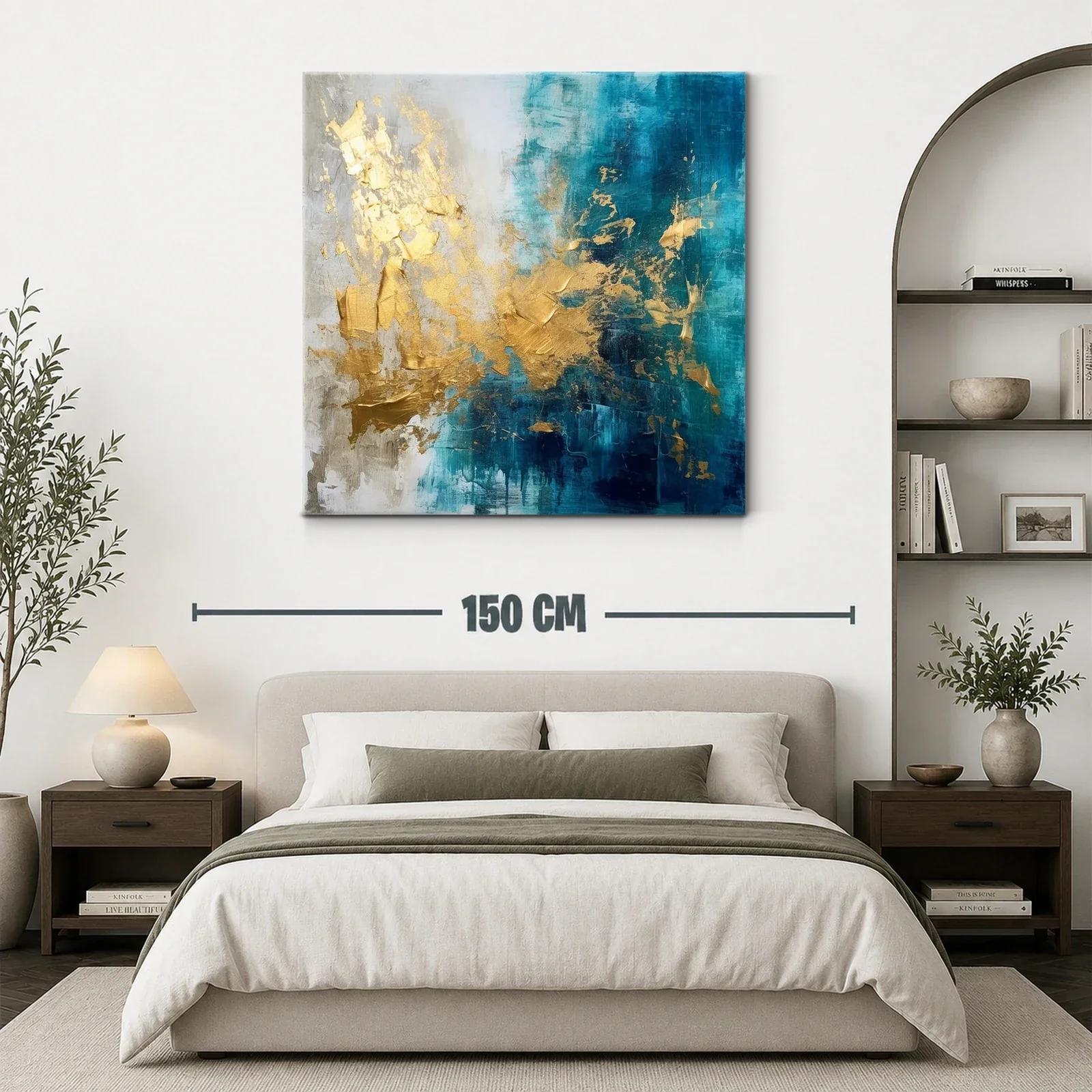Composición abstracta en tonos azul y dorado elegante — miniatura 3