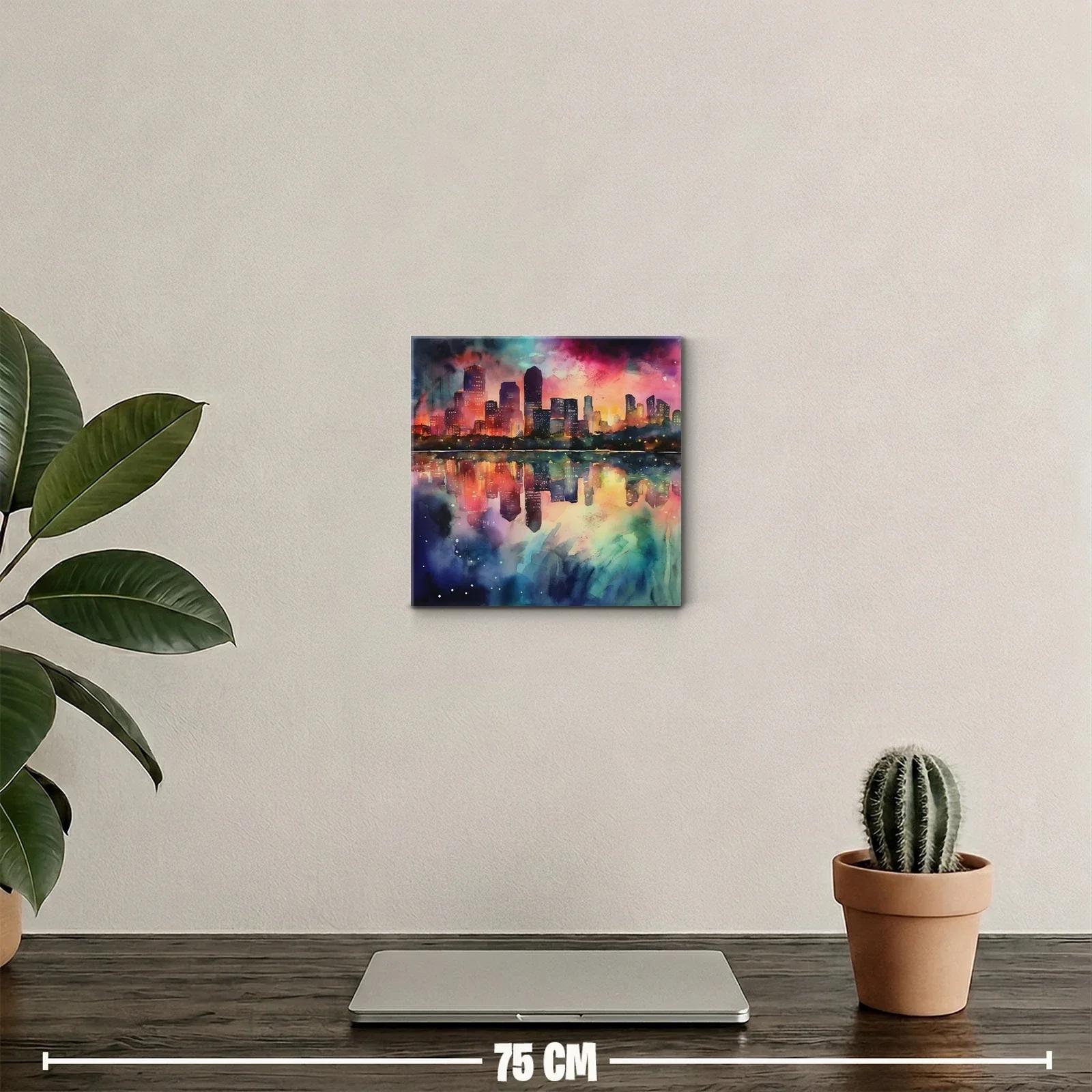 Atardecer urbano con reflejos vibrantes y luz cálida — miniatura 2