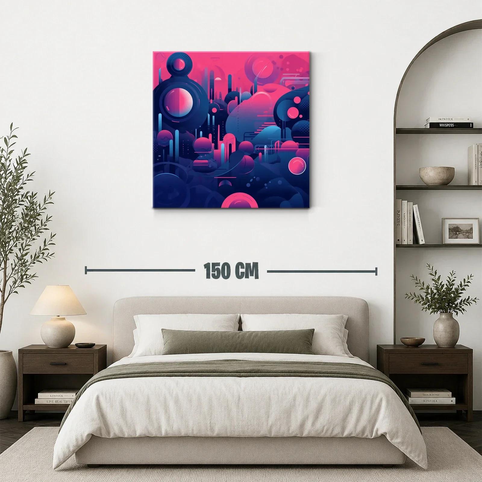 Composición abstracta futurista en tonos azul y rosa brillante — miniatura 3