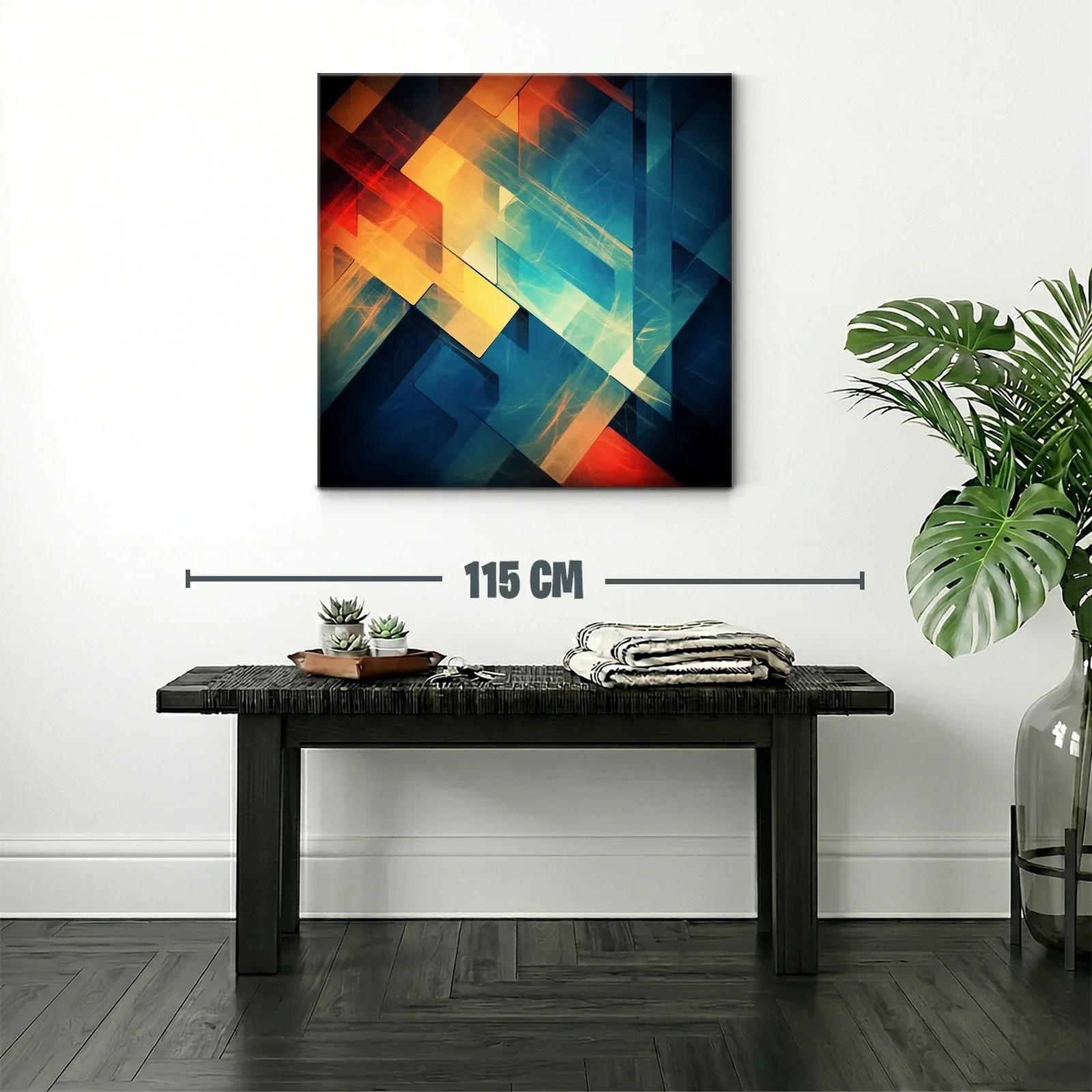 Composición abstracta en tonos cálidos y fríos vibrantes — miniatura 2