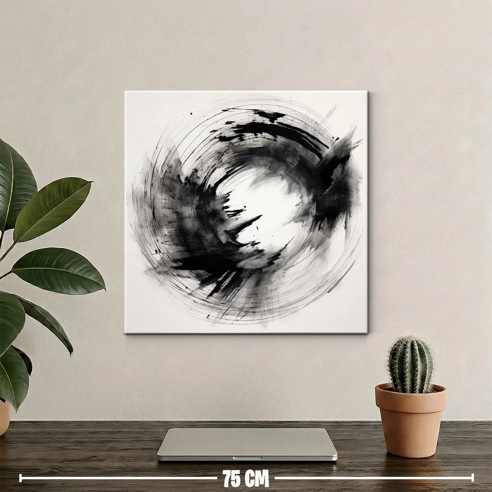 Cuadro Arte Abstracto en Blanco y Negro Dinámico — miniatura 2