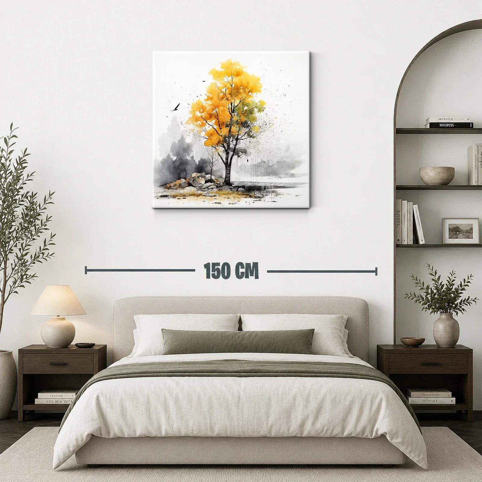 Árbol otoñal con tonalidades doradas y grises suaves — miniatura 3