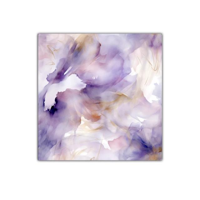 Cuadro decorativo con delicadas formas florales y tonos violetas
