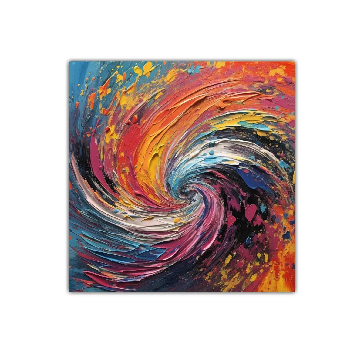 Cuadro abstracto con remolino de colores vibrantes