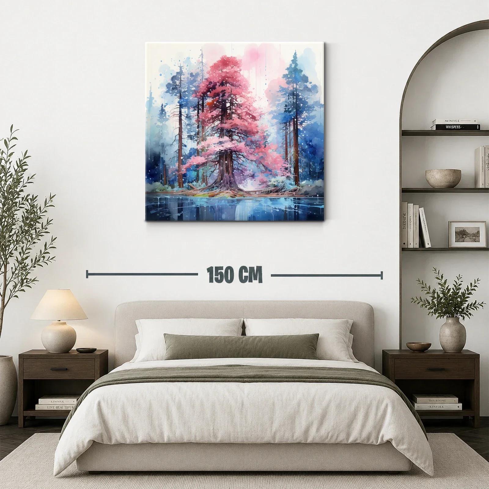 Bosque mágico con árboles en tonos rosa y azul — miniatura 3