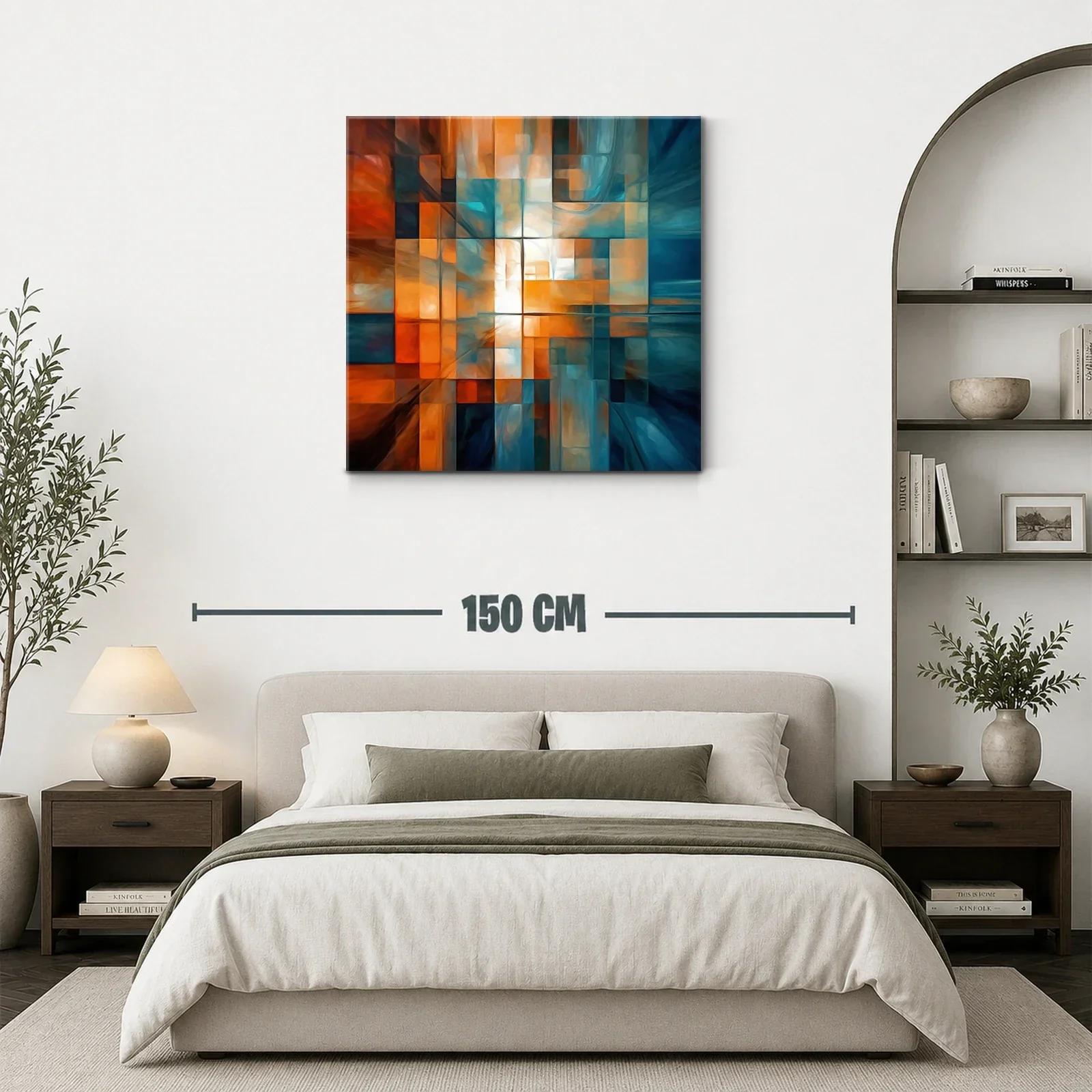 Composición abstracta en tonos cálidos y fríos para espacios modernos — miniatura 3