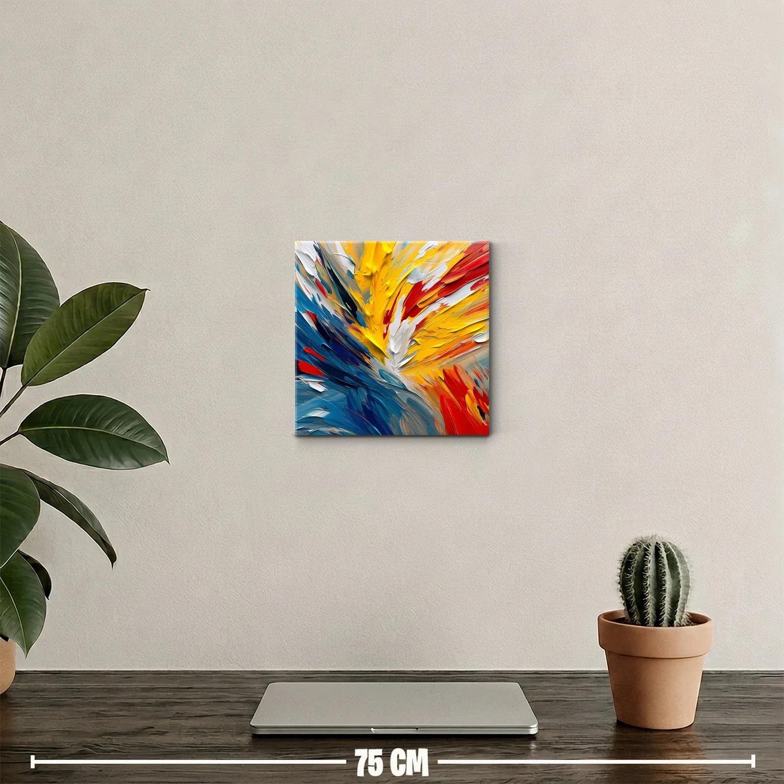 Cuadro abstracto vibrante con explosión de color cálido y frío — miniatura 2