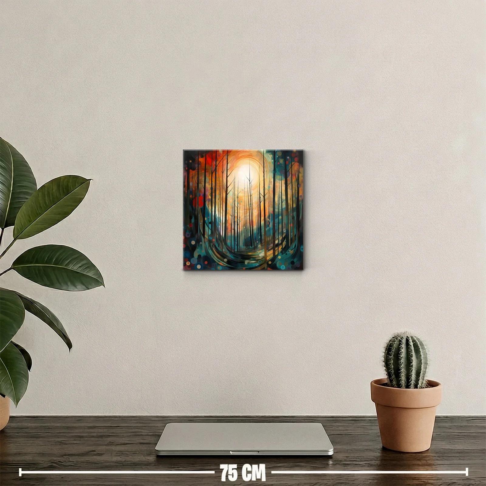 Bosque iluminado con destellos de color vibrante y luz cálida — miniatura 2