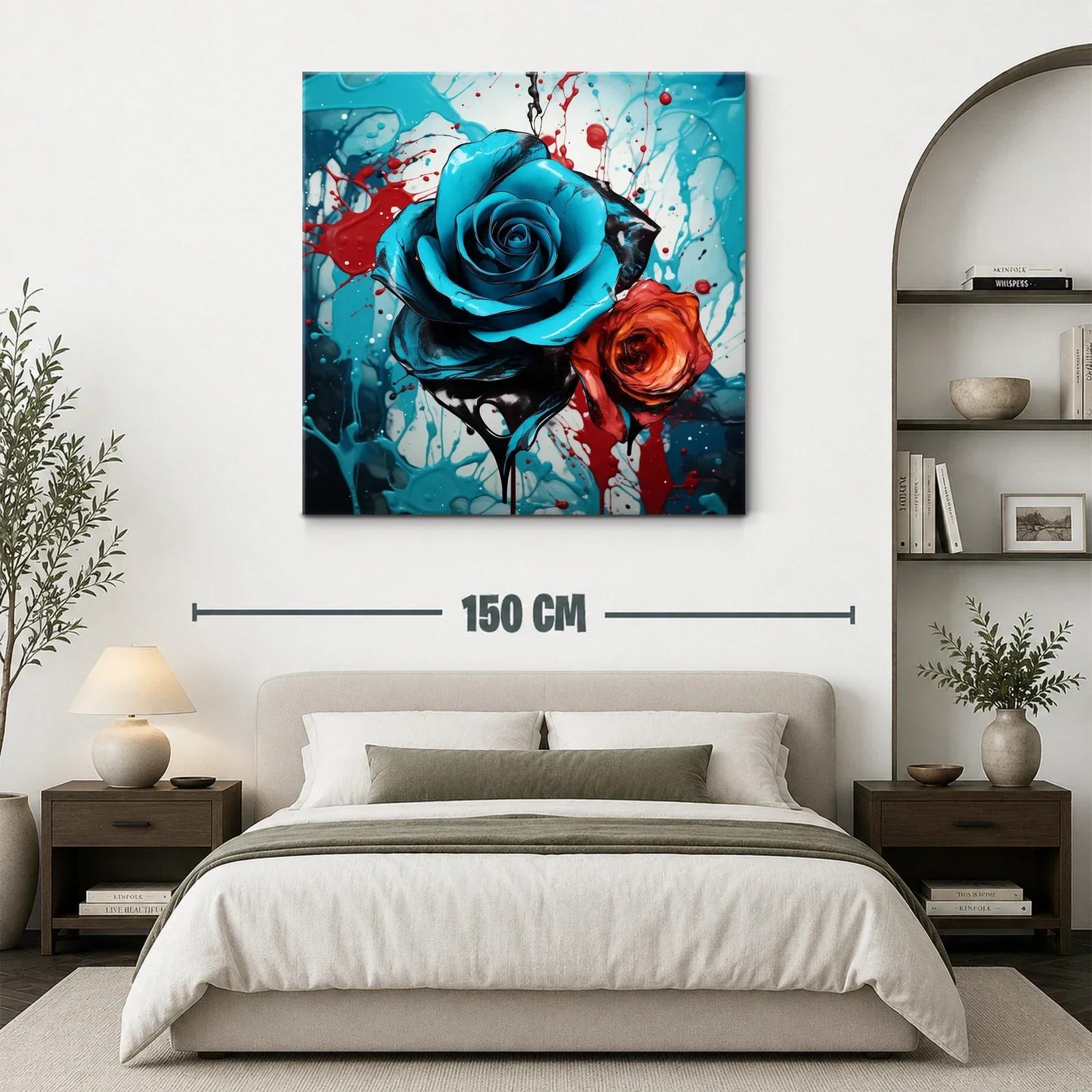 Rosas vibrantes en contraste de azul y rojo — miniatura 3