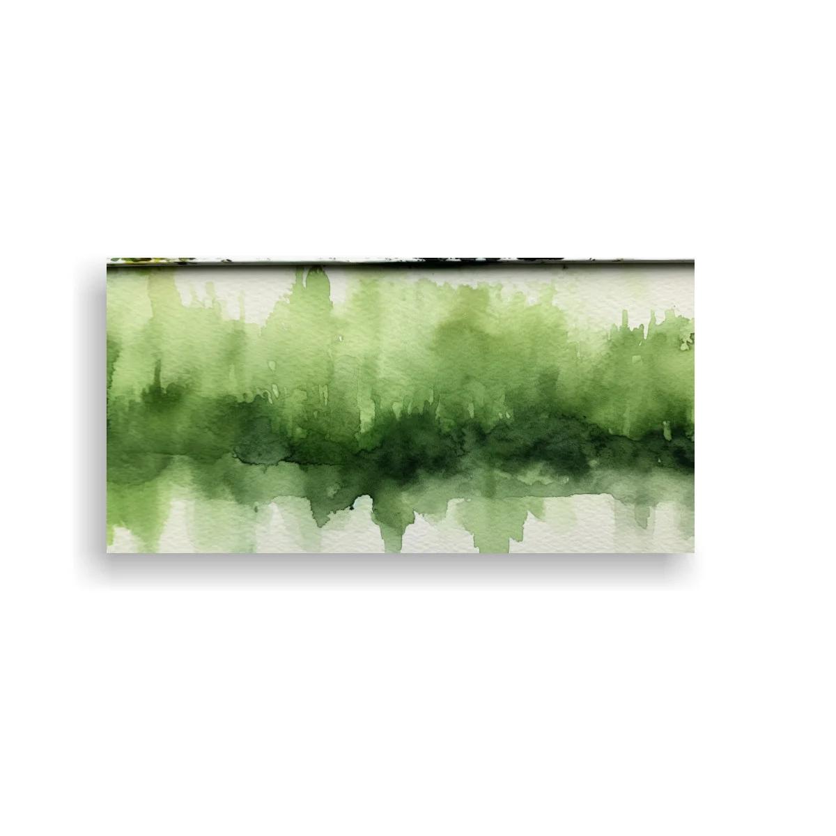 Cuadro bosque en acuarela con reflejo difuso