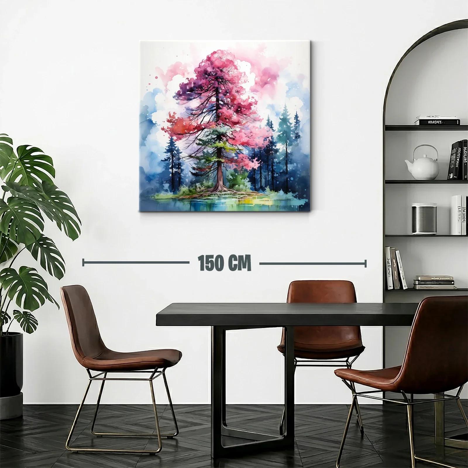 Árbol vibrante con tonos rosados y fondo azul intenso — miniatura 2