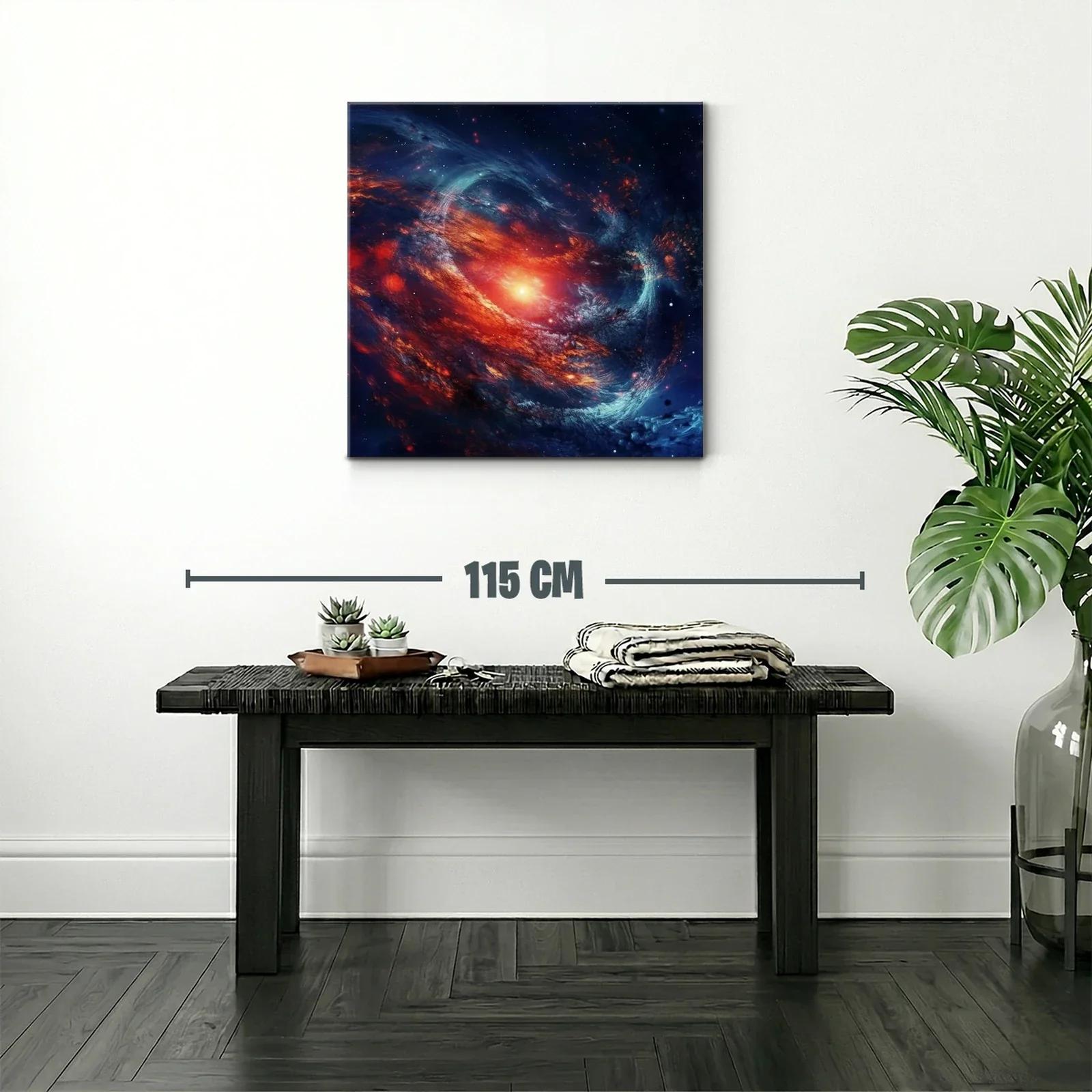 Cuadro artístico de galaxia en vibrantes tonos rojos y azules — miniatura 2