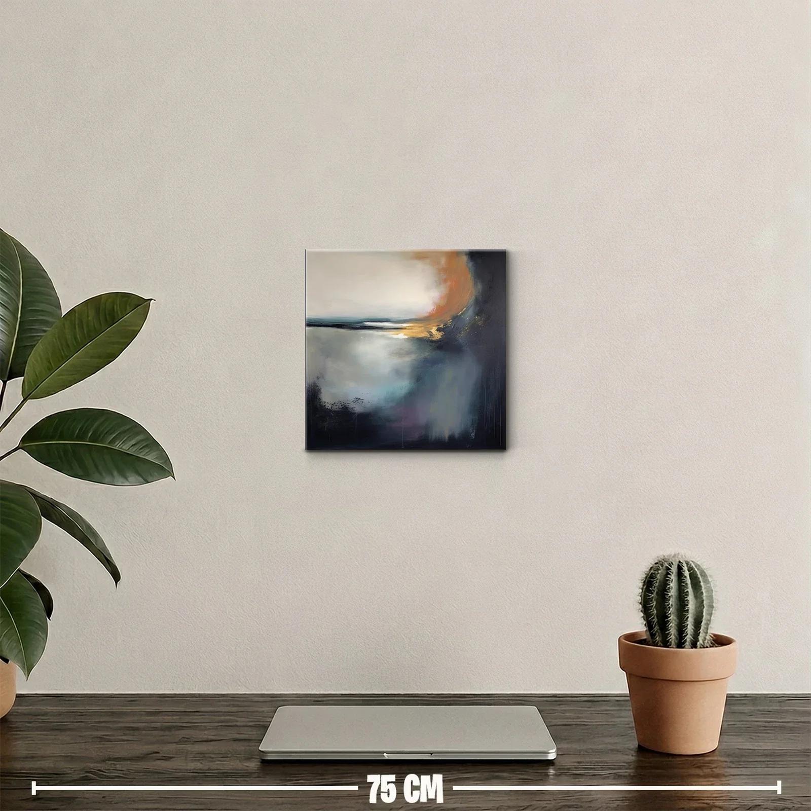 Cuadro abstracto con tonos cálidos y fríos en armonía — miniatura 2