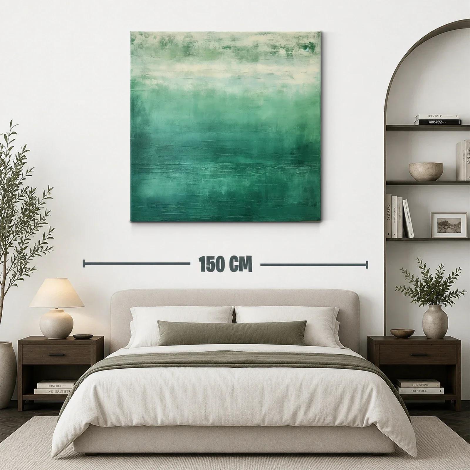 Cuadro abstracto en tonos verdes para ambientes modernos — miniatura 3