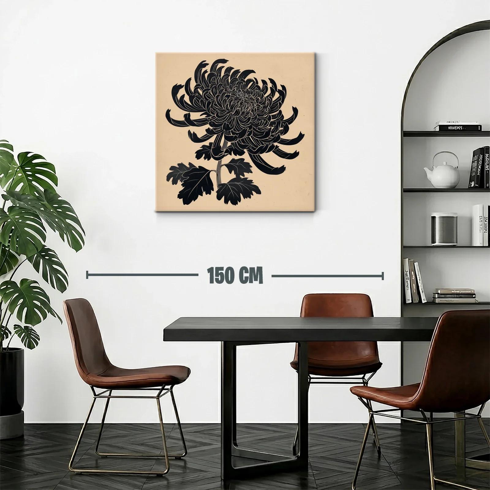 Flor negra de crisantemo sobre fondo beige elegante — miniatura 2